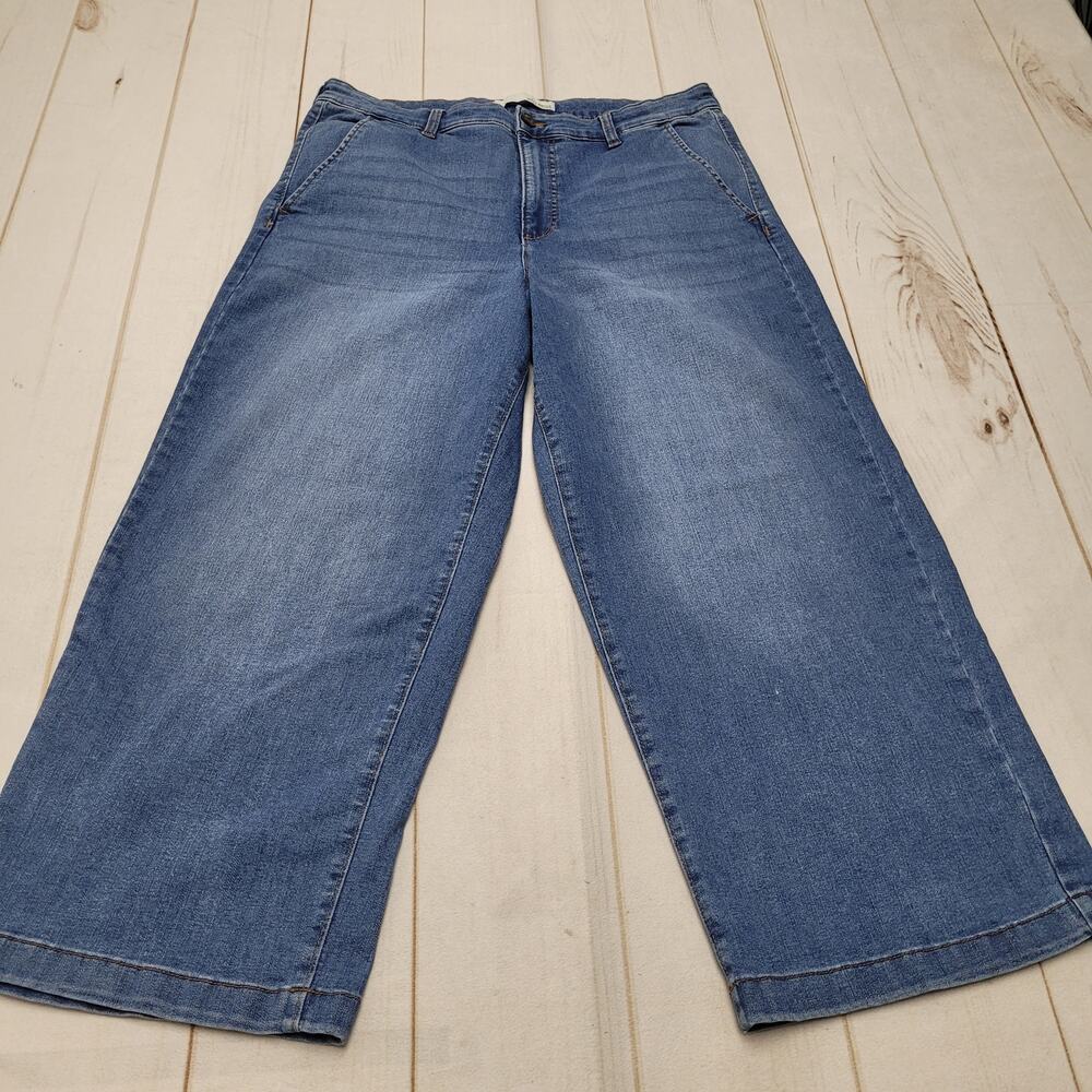 Ella Moss High rise wide leg crop jeans stretch boho